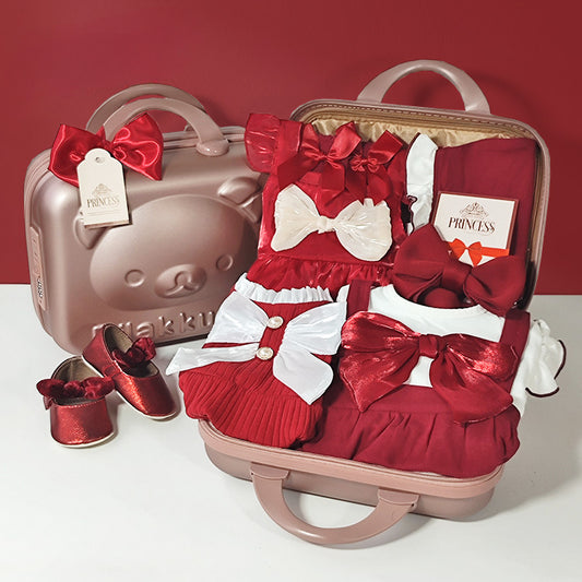 Baby Gift Box, girl party dress red