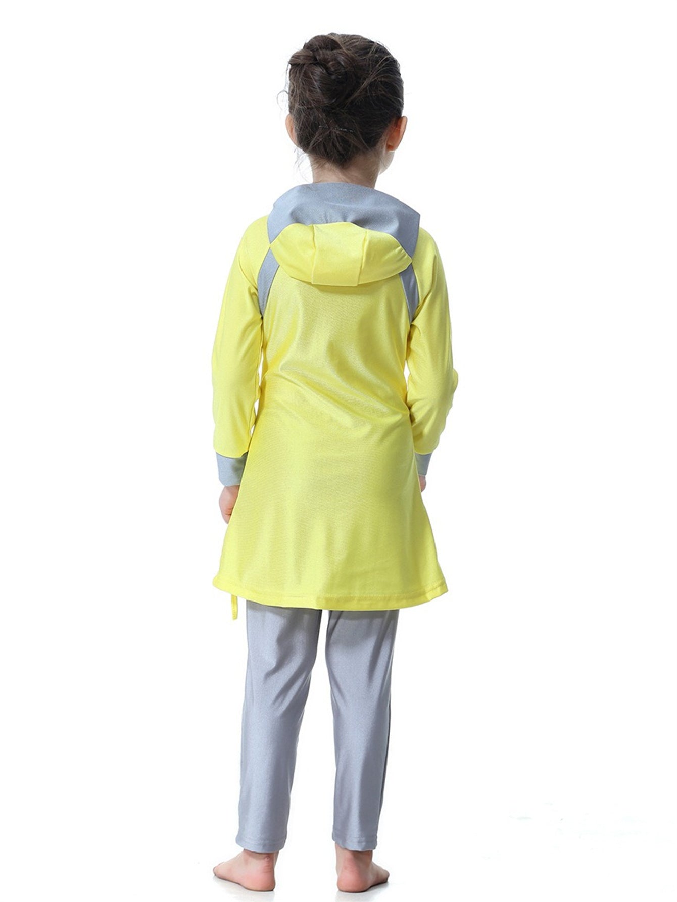 Girls bright color long sleeve long pants hooded sun protection swimsuit set