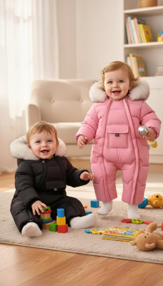 Baby winter Romper with hood