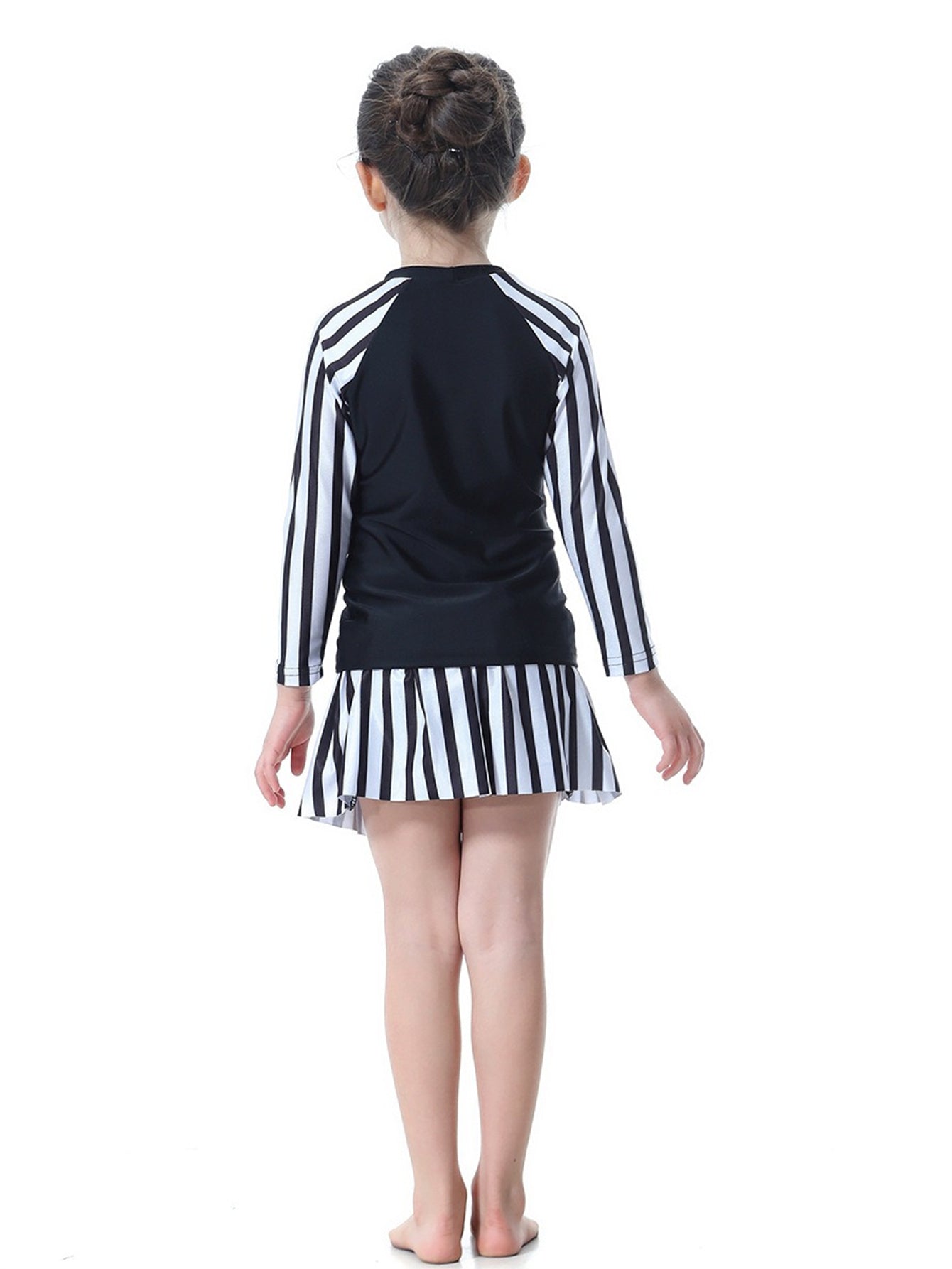Girls striped long skirt sun protection swim skirt set