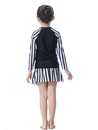 Girls striped long skirt sun protection swim skirt set