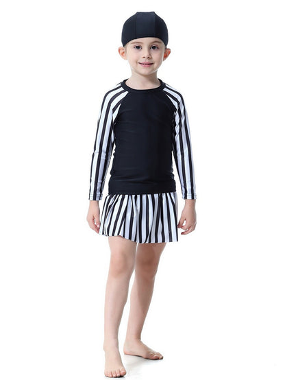 Girls striped long skirt sun protection swim skirt set
