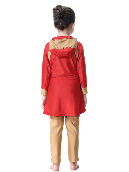 Girls bright color long sleeve long pants hooded sun protection swimsuit set