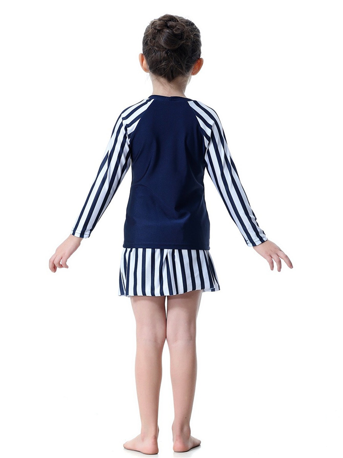 Girls striped long skirt sun protection swim skirt set