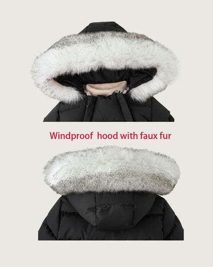Baby winter Romper with hood