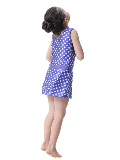 Girls Conservative Lace Polka Dot Multi-Piece Swim Dress