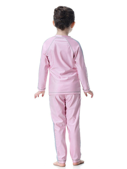 Girls traditional conservative long sleeve long pants sun protection swimsuit set