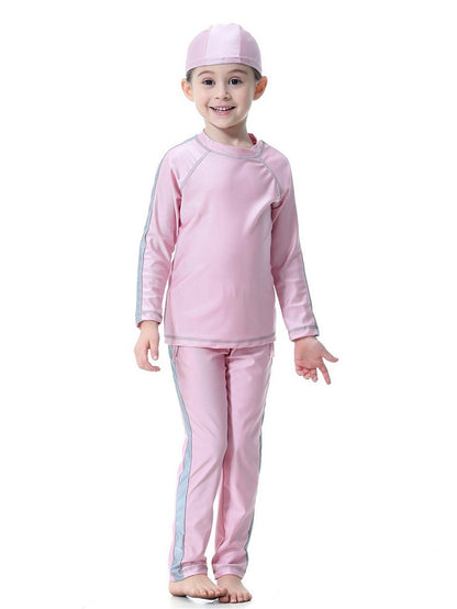 Girls traditional conservative long sleeve long pants sun protection swimsuit set