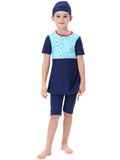 Girls conservative swimsuit Cute children's beach swimsuit Short sleeve + shorts two-piece set Patterned / butterfly print design