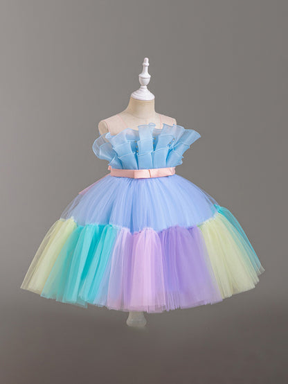Princess dress gradient color mesh skirt small children's skirt bow dress