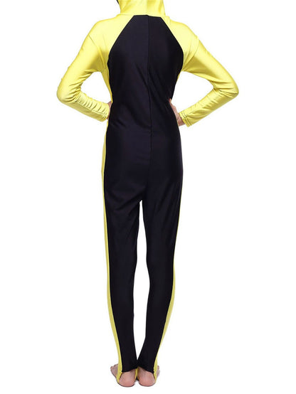 Girls swimsuit conservative contrast color one piece swimsuit