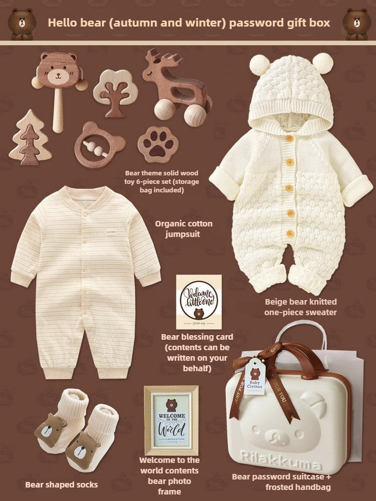 Baby jumpsuit Gift Box Set, Boy and Girl Baby Bear Set