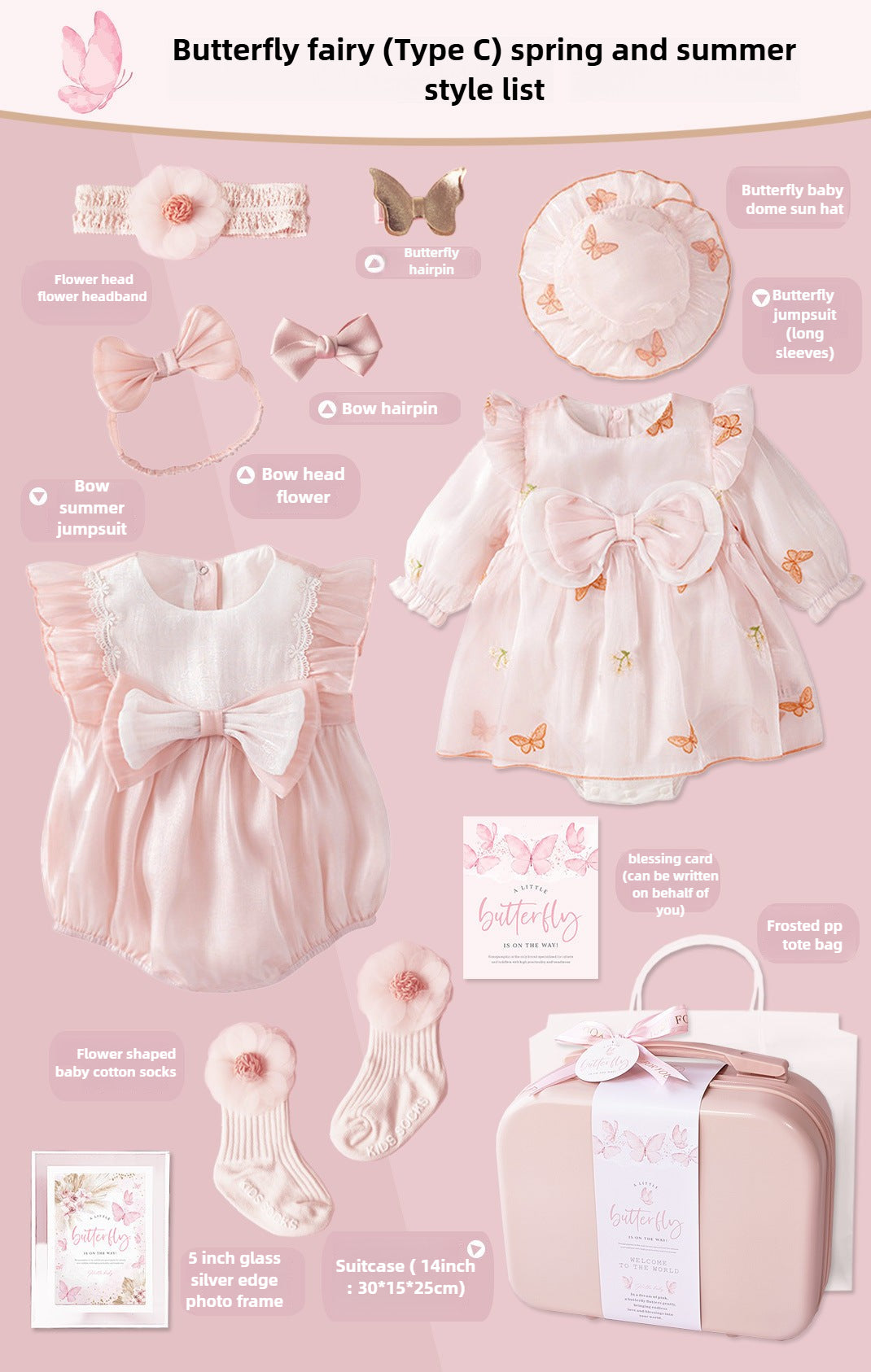Newborn dress Little Princess Girl Gift Box Butterfly