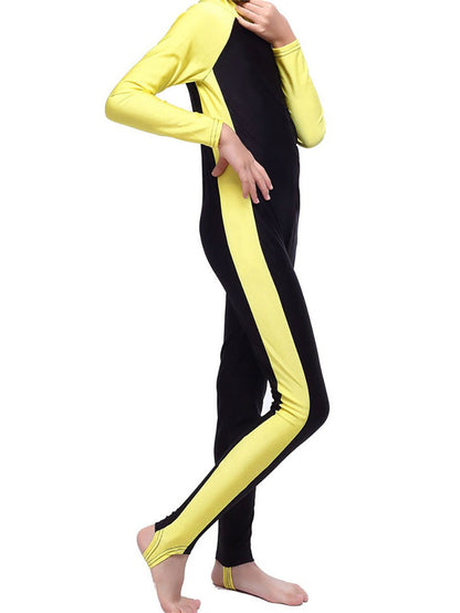 Girls swimsuit conservative contrast color one piece swimsuit