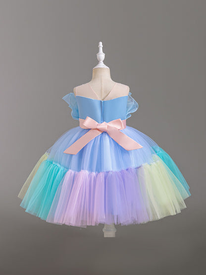 Princess dress gradient color mesh skirt small children's skirt bow dress