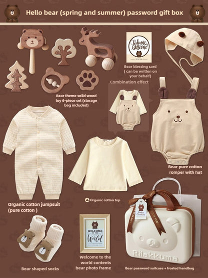 Baby jumpsuit Gift Box Set, Boy and Girl Baby Bear Set