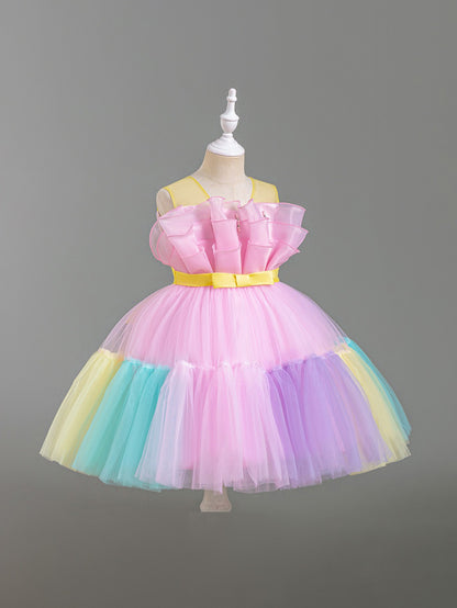 Princess dress gradient color mesh skirt small children's skirt bow dress