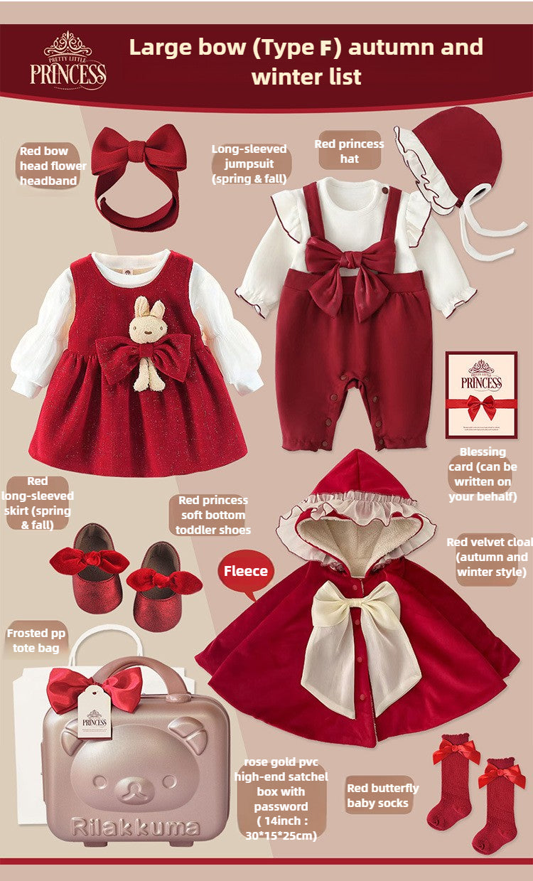 Baby Gift Box, girl party dress red