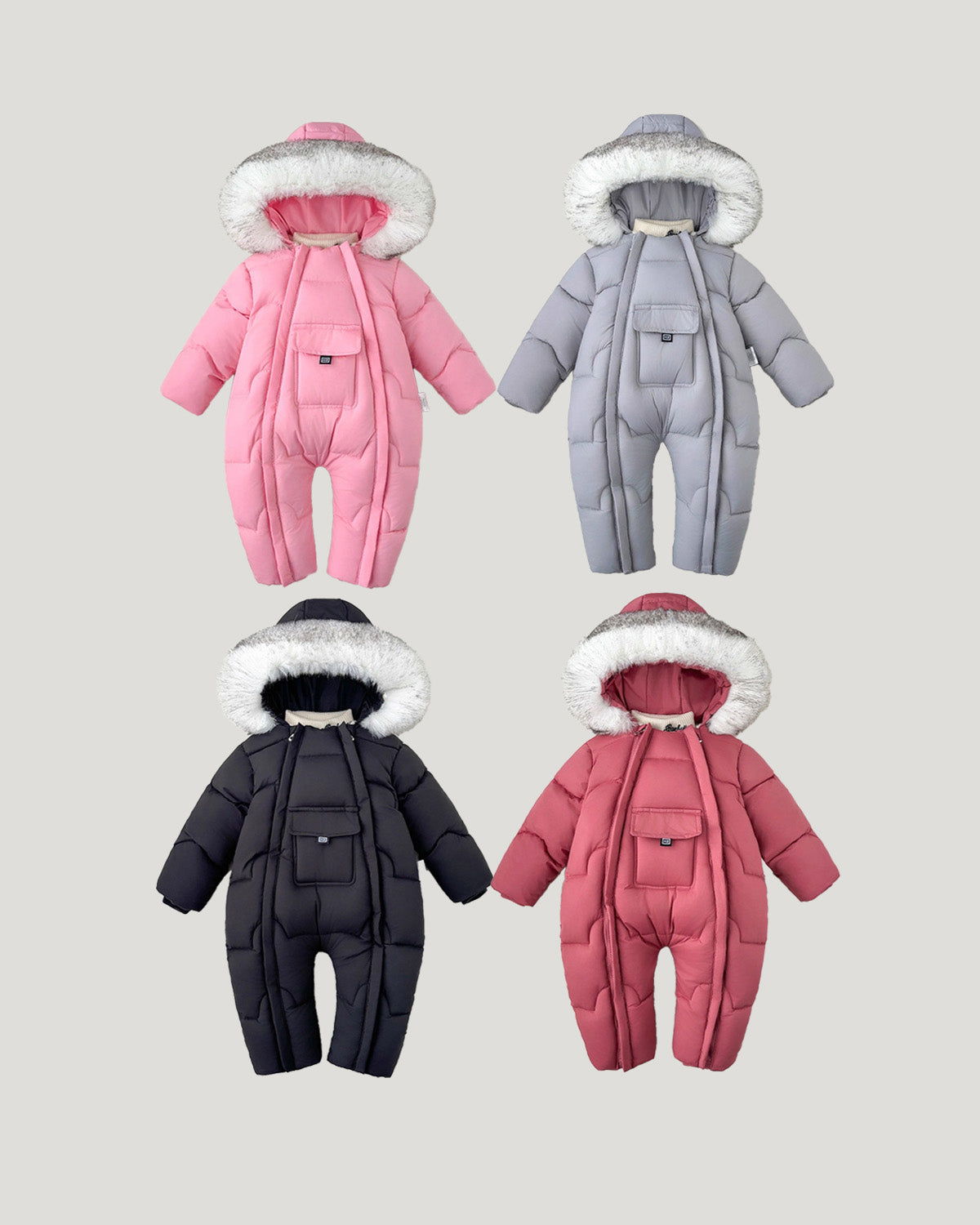 Baby winter Romper with hood