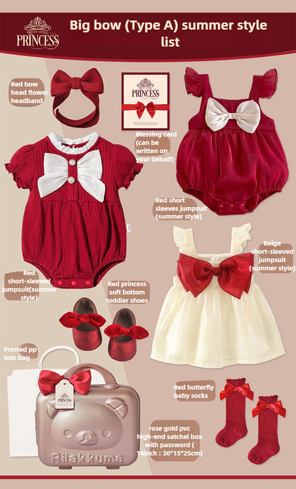 Baby Gift Box, girl party dress red