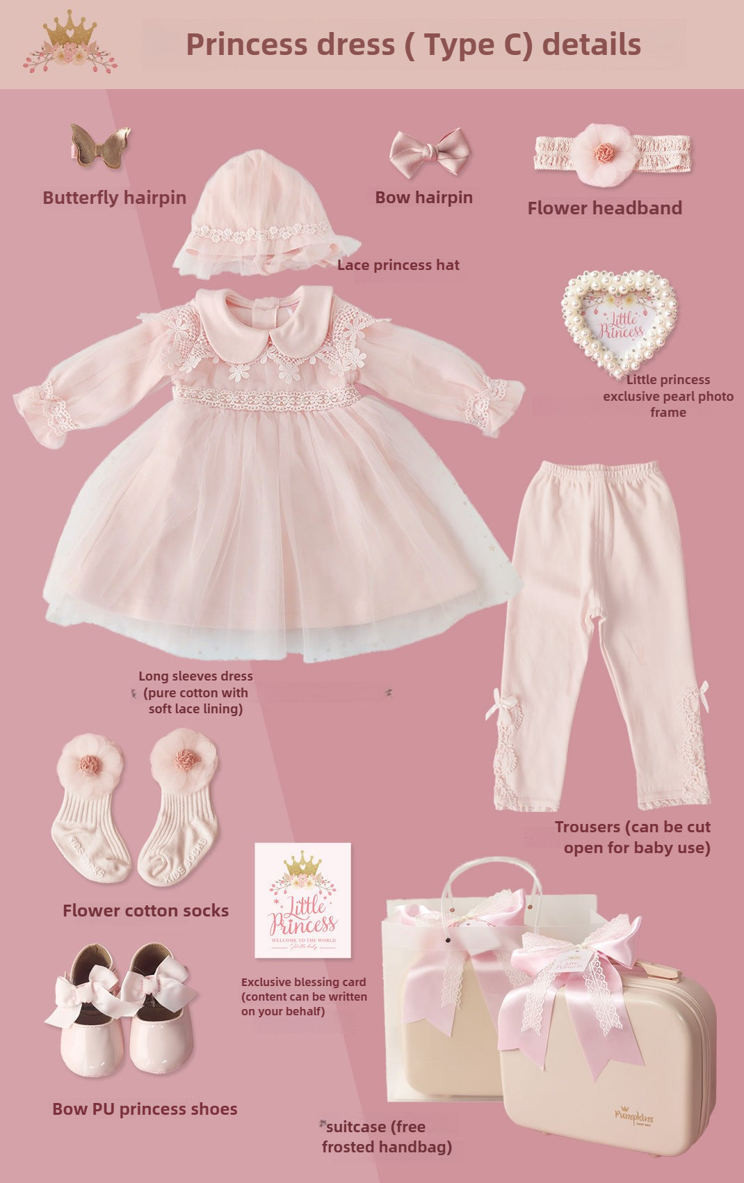 Newborn girl dress Gifts set