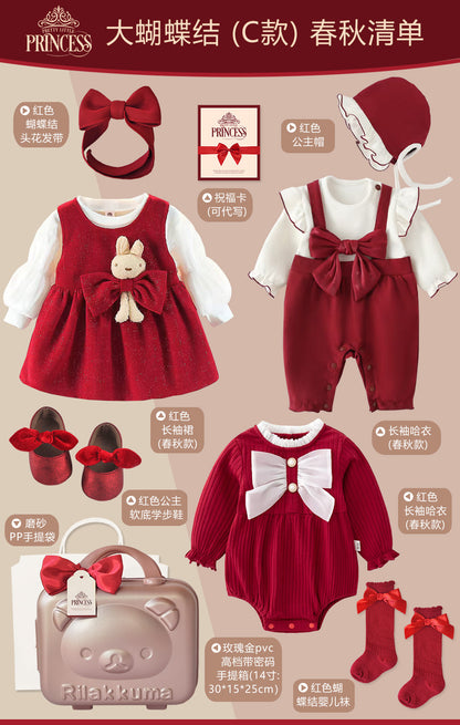 Baby Gift Box, girl party dress red