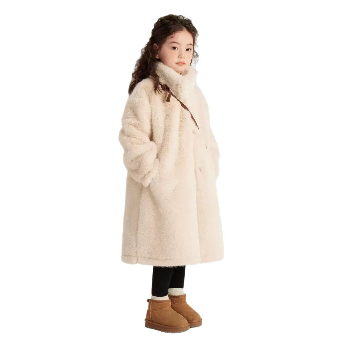 Girls' winter long coat  imitation fur