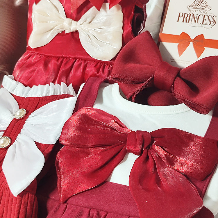 Baby Gift Box, girl party dress red
