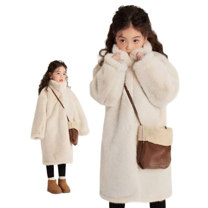 Girls' winter long coat  imitation fur