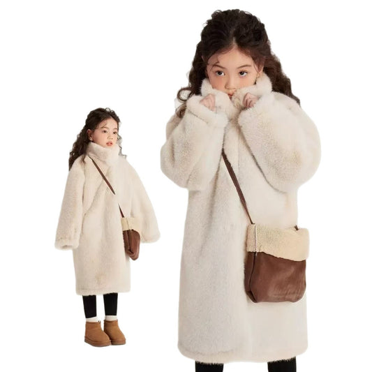 Girls' winter long coat  imitation fur