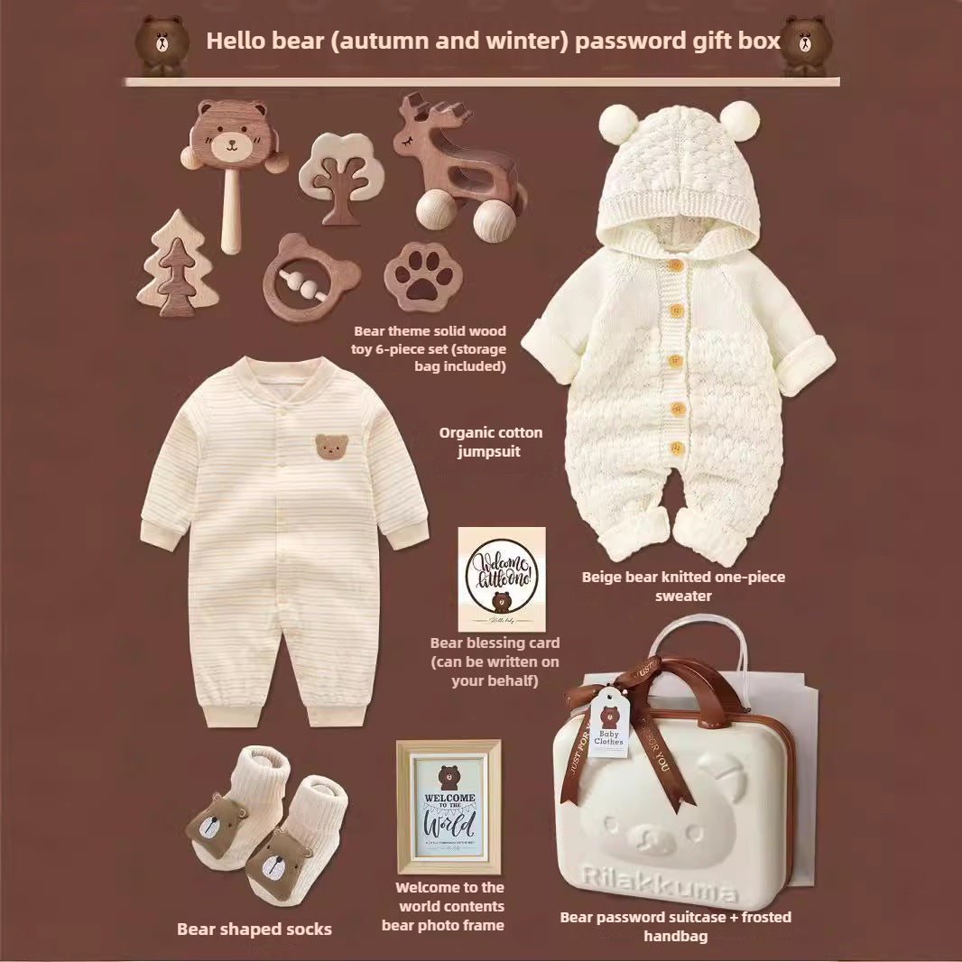 Baby jumpsuit Gift Box Set, Boy and Girl Baby Bear Set