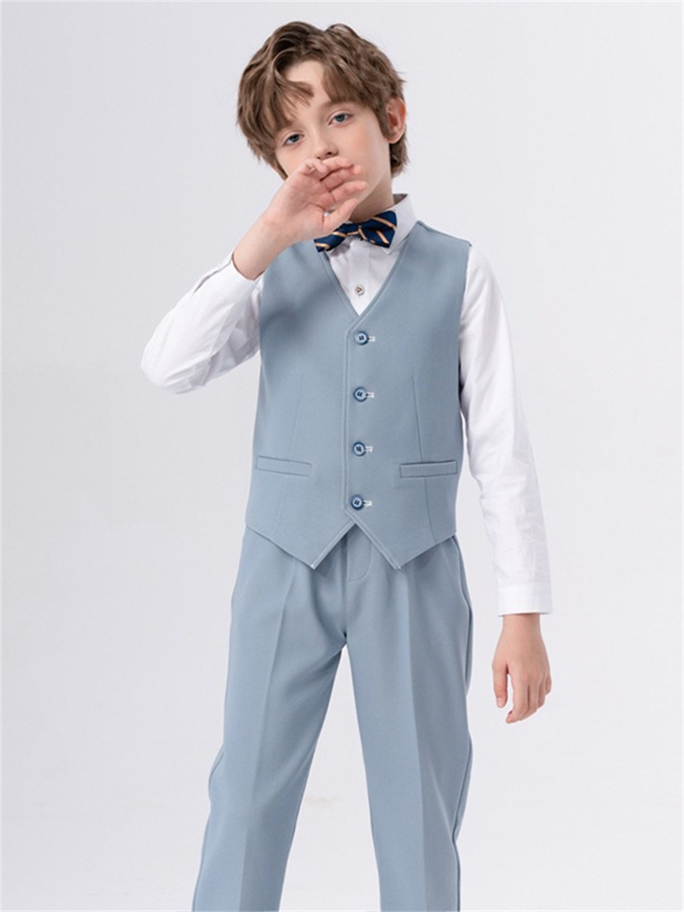 Children's four-piece suit (long-sleeved shirt + vest + pants + bow tie)