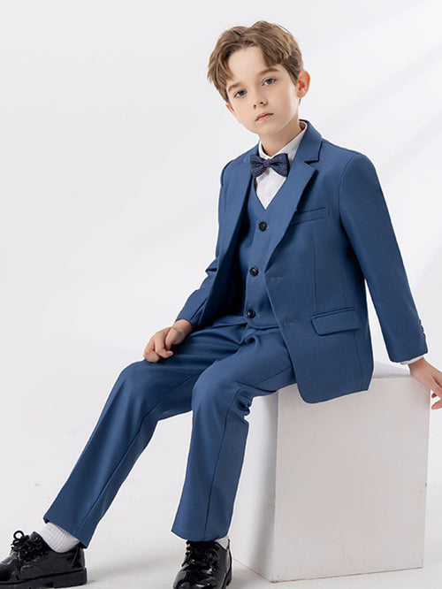 Boys' gentleman suit (shirt + jacket + vest + pants + bow tie)