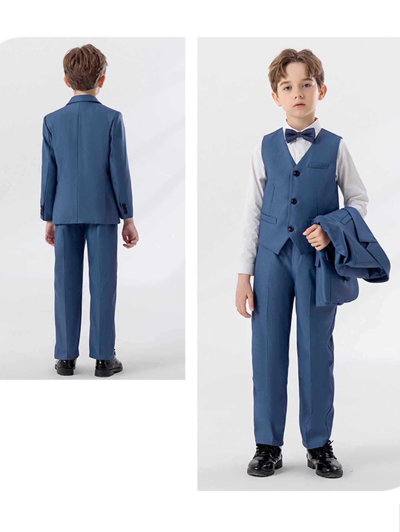 Boys' gentleman suit (shirt + jacket + vest + pants + bow tie)
