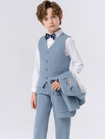 Children's four-piece suit (long-sleeved shirt + vest + pants + bow tie)