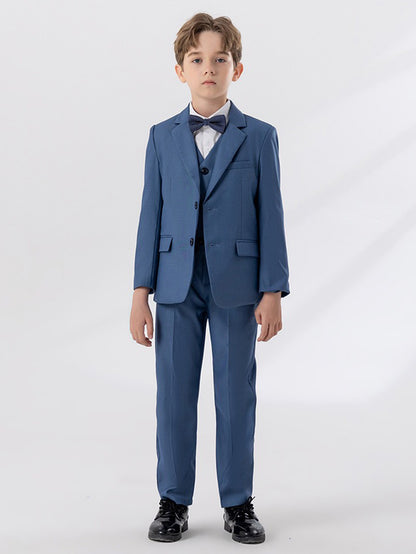 Boys' gentleman suit (shirt + jacket + vest + pants + bow tie)