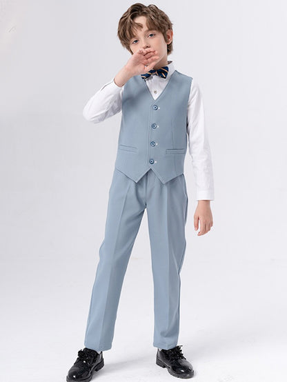 Children's four-piece suit (long-sleeved shirt + vest + pants + bow tie)