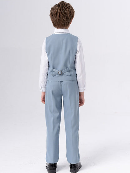 Children's four-piece suit (long-sleeved shirt + vest + pants + bow tie)