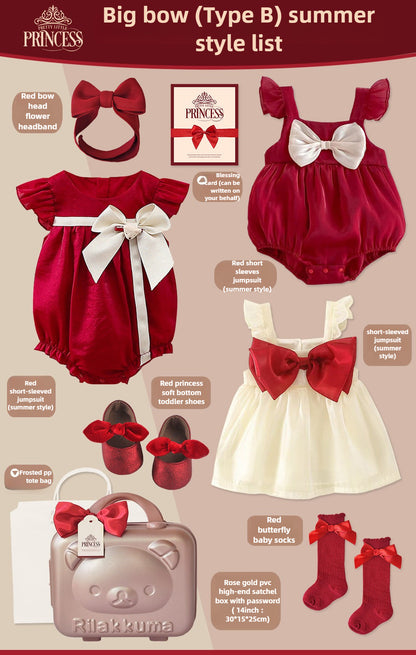 Baby Gift Box, girl party dress red