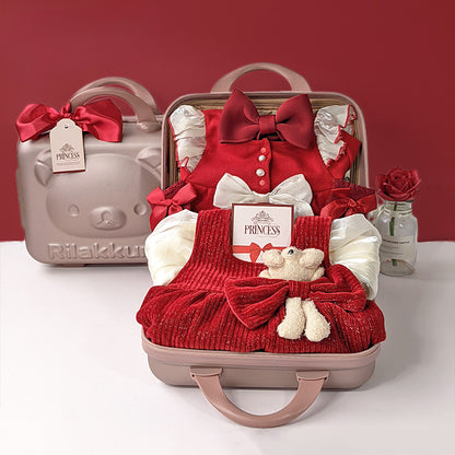 Baby Gift Box, girl party dress red