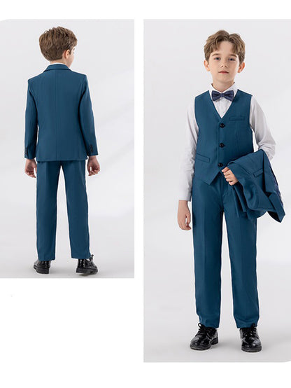 Boys' gentleman suit (shirt + jacket + vest + pants + bow tie)