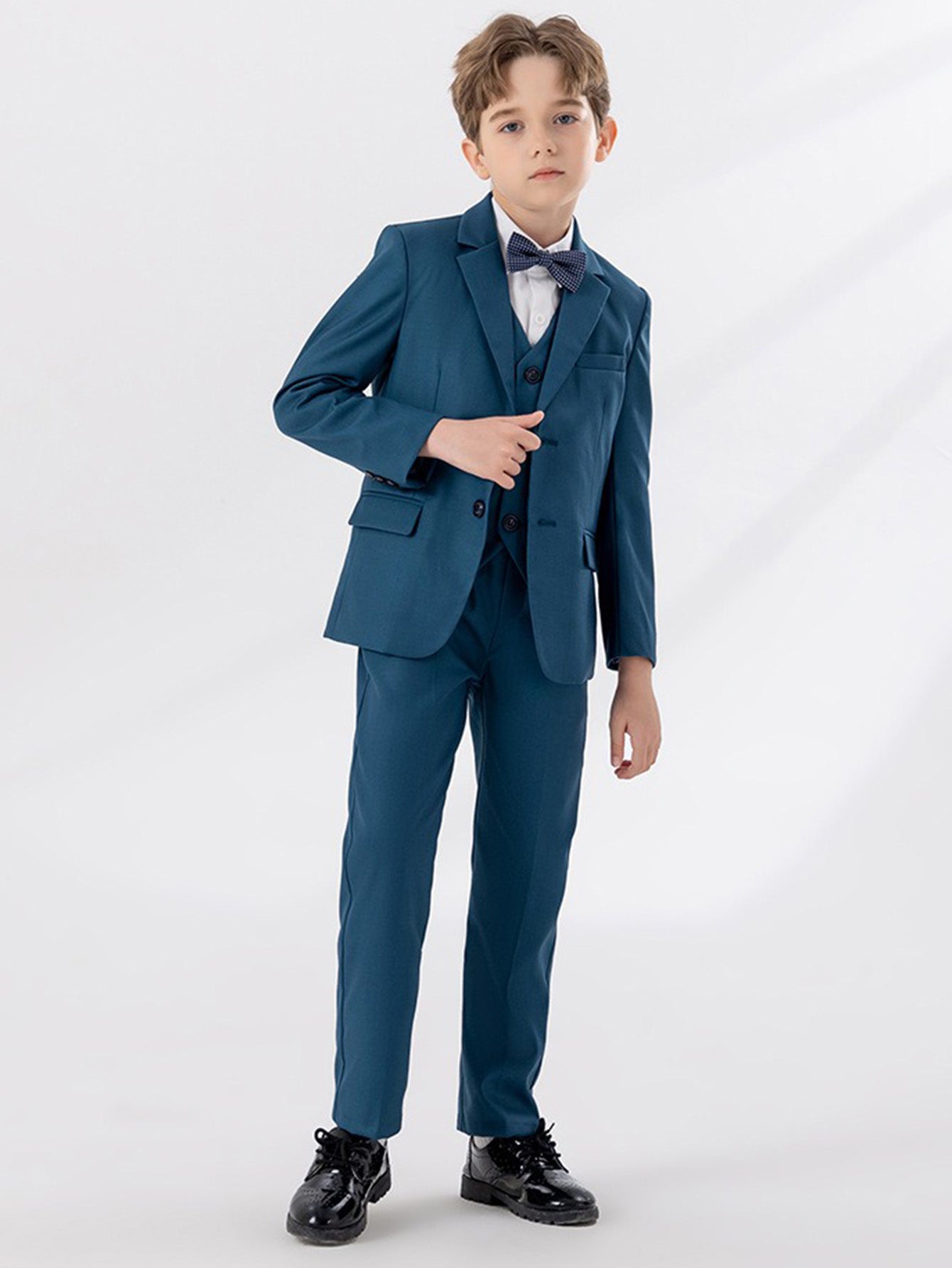 Boys' gentleman suit (shirt + jacket + vest + pants + bow tie)