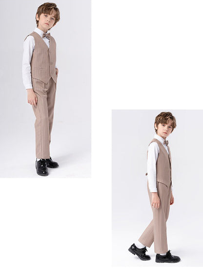 Boys vest suit (long-sleeved shirt + vest + trousers + bow tie)