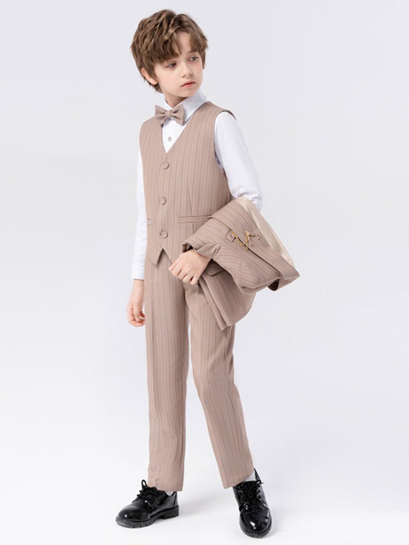 Boys vest suit (long-sleeved shirt + vest + trousers + bow tie)