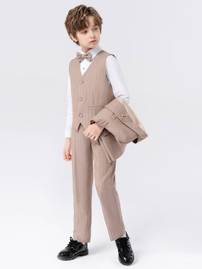 Boys vest suit (long-sleeved shirt + vest + trousers + bow tie)