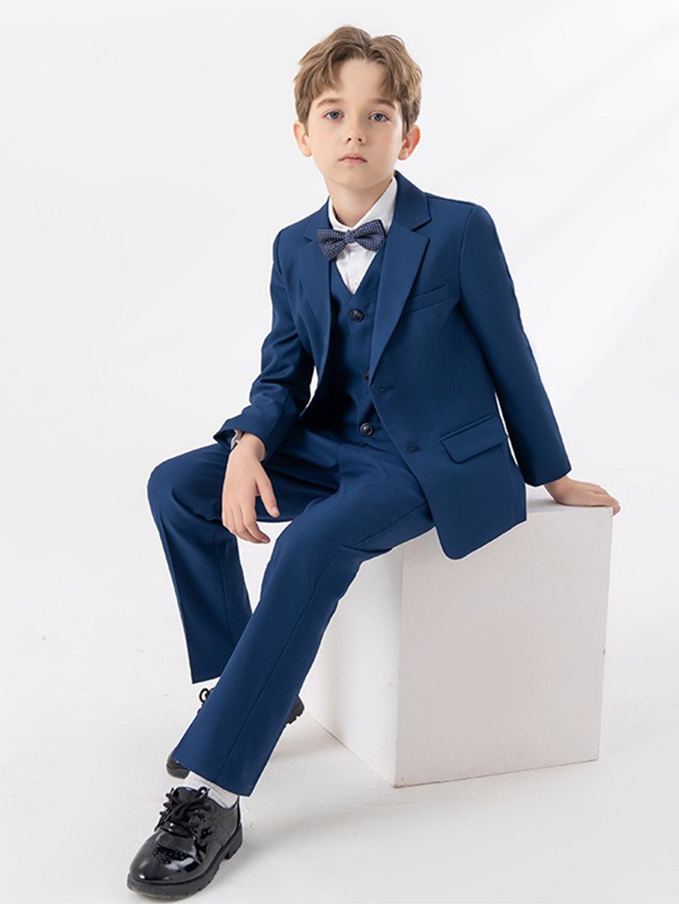 Boys' gentleman suit (shirt + jacket + vest + pants + bow tie)