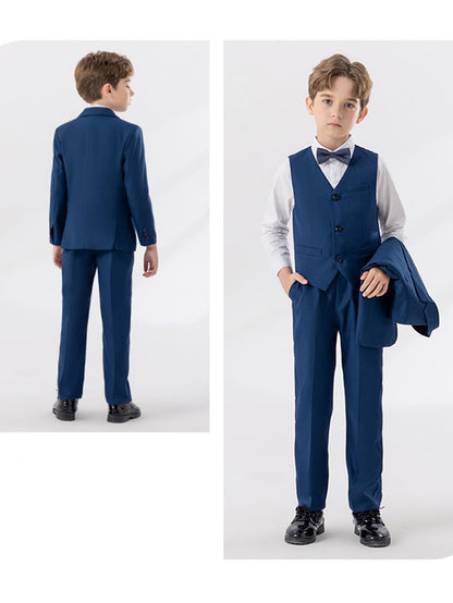 Boys' gentleman suit (shirt + jacket + vest + pants + bow tie)