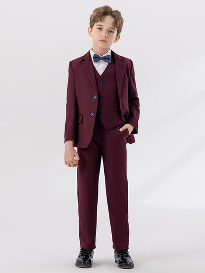 Boys' gentleman suit (shirt + jacket + vest + pants + bow tie)