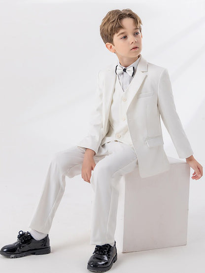 Boys' gentleman suit (shirt + jacket + vest + pants + bow tie)
