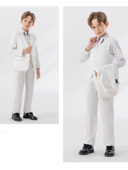 Boys' gentleman suit (shirt + jacket + vest + pants + bow tie)
